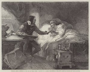 Michael Angelo se účastní svého Nemocného služebníka Urbina od Louis Haghe