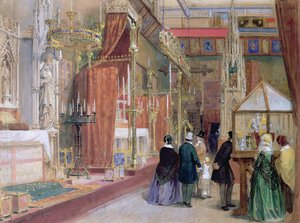 Středověký dvůr Velké výstavy z roku 1851 od Louis Haghe
