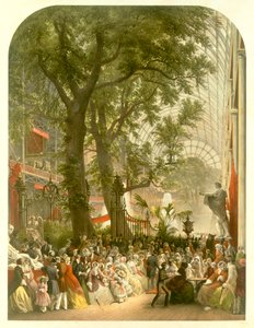 Příčná loď křišťálového paláce, 1851 (barevné lito)
