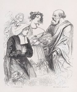 Dvě sestry lásky z The Complete Works of Béranger, 1836. Tvůrci: Louis-Henri Brevière, Cesar-Auguste Hebert. od Louis Henri Brevière, Cesar Auguste Hebert