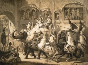 Ulice v Lahore (březen 1842) od Louis Henri de Rudder