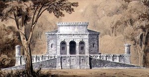 Pohled na Gendarmerie Imperiale, cca 1825 (pero a inkoust a pero na papíře) od Louis Hippolyte Lebas