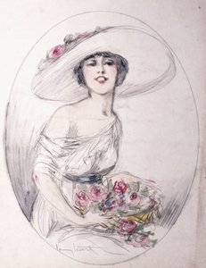 Dívka s kyticí květin od Louis Icart