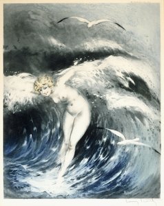 Venuše ve vlnách, c. 1931 (barevný lept a suchá jehla)