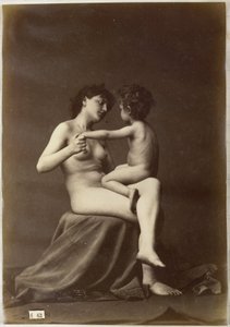 Studie ženského aktu, sedícího s nahým dítětem na klíně od Louis Jean Baptiste Igout (attributed to)