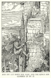 A spustila si vlasy a králův syn po nich vylezl (litho) od Louis John Rhead