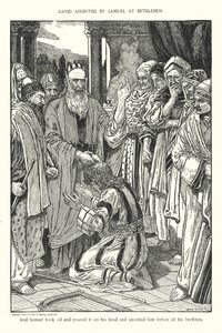 Pomazání Davida Samuelem v Betlémě (litografie) od Louis John Rhead