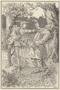 Robin projel svou čepelí tělem sira Guye od Louis John Rhead