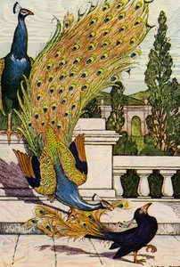 Páv a straka (barevná litografie) od Louis John Rhead