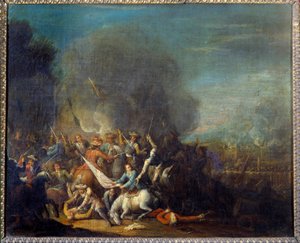 Obraz bitevní scény od Louise Josepha Watteau dit Watteau de Lille (1731-1798)