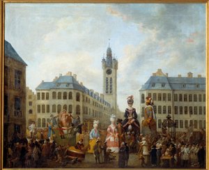 Rodina velké rukavice z Douai. Obraz Louise Josepha Watteau dit Watteau de Lille (1731-1798)