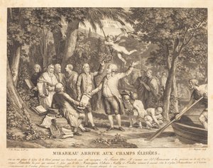 Mirabeau přijíždí na Champs-Élisés od Louis Joseph Masquelier after Jean Michel Moreau