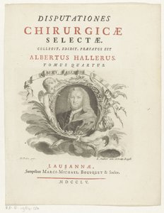 Portrét van Albrecht von Haller Albert Haller (titul na objektu) Titulní stránka: Albrecht von Haller, Vybrané chirurgické rozpravy, 1755 od Louis Joubert