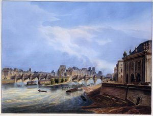 Pohled na most Neuf - v „“ Paris en 1837“ od Arnouta od Louis Jules Arnout