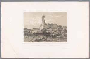 Pohled na ruiny Koldinghus Les ruines du château de Colding / Ruiner of Koldinghuus (název na objektu) Tváře ve Skandinávii (název série) Vues du Nord. Danemarck (název série) od Louis Julien Jacottet