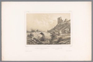 Pohled na zříceninu hradu Hammershus Les ruines du Château de Hammershuus / Ruiner af Hammershuus (název na objektu) Tváře ve Skandinávii (název série) Vues du Nord. Danemarck (název série)