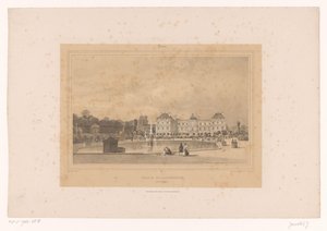 Pohled na Lucemburský palác z Jardin du Luxembourg Palais du Luxembourg, Côté du Jardin (název na objektu) Gezichten in en om Paris (název série) Paris (název série na objektu)