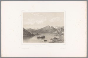Pohled na jezero Norsjø v Telemarku Le lac du Nord à Tellemarken / Nordsjóen i Tellemarken (název na objektu) Tváře ve Skandinávii (název série) Vues du Nord. Norvege (název série)