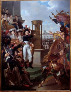 Napoleon Bonaparte (1769-1821) vyhlašuje v Miláně Cisalpinskou republiku 7.9.1797 Obraz Louis Lafitte (1770-1828) 1797 Ne. 2,52 x 3,34 m. Ostrov Aix, Napoleonské muzeum