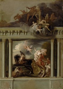 Znásilnění Proserpiny, návrh schodiště Devonshire House, Londýn, kolem roku 1704 (olej na plátně)