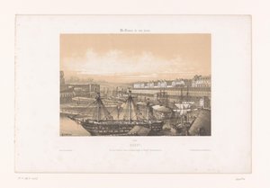 Pohled na Arsenal v přístavu Brest Brest. Vue des Corderies hautes et bass, Bagne a Hôpital Clermontonnerre (název na objektu) Současná Francie (název série) La France de nos jours (název série na objektu)