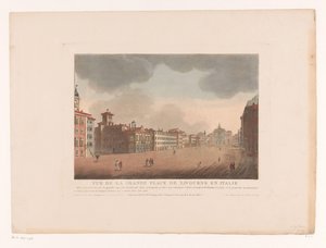 Pohled na náměstí Piazza Grande v Livornu Vue de la Grande Place de Livourne v Itálii (název na objektu) Panoráma měst v Itálii, Španělsku a Egyptě (název série)