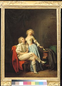 Pár s uprchlým ptákem (olej na plátně) od Louis Leopold Boilly
