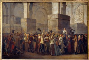 Francouzská revoluce; “” Triumph of Marat”” Zástupce Jean Paul Marat (1743-1793) byl triumfován lidmi po jeho zproštění viny Revolučním tribunálem v roce 1793. Obraz na maruflovém papíře od Louise Leopolda Boillyho (1761-1845) 18. století Sun. 0,8x1,2 od Louis Leopold Boilly