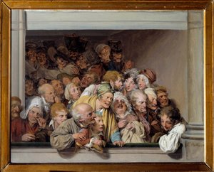 Une loge, le jour du spectacle gratuit Peinture de Louis Leopold Boilly (1761-1845) 1830 ne. 0,33x0,41 m Versailles, musee Lambinet - Divadelní lóže, den volného představení. Obraz Louis Leopold Boilly (1761-1845) od Louis Leopold Boilly