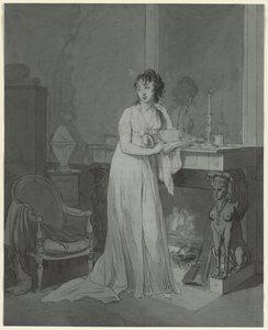 Žena před krbem od Louis Leopold Boilly