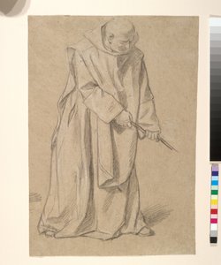 Studie mnicha táhnoucího za provaz (černobílá křída na hnědém papíře) od Louis Licherie de Beurie