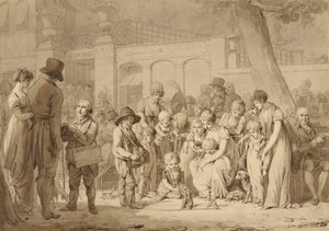 Kompoziční kresba pro „Vstup do zahrady Jardin Turc“ od Louis Leopold Boilly