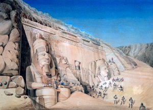 „Výkop Velkého chrámu Ramesse II, Abu Simbel“, 1819 od Louis M. A. Linant de Bellefonds,