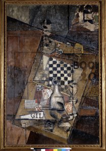 Zátiší s šachy. Obraz Louise Markuse známý jako Louis Marcoussis (1878-1941)