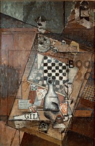 Zátiší a šachový obraz Louise Markuse dit Louis Marcoussis (1878-1941) 1912 Sun. 143x97 cm Paříž, Národní muzeum moderního umění, Centre Georges Pompidou
