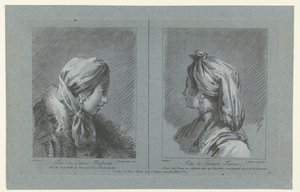 Portrét pižmové dojičky a finské služebné Tête de laitiere Moscovite (název na objektu) Tête de Servante Finoise (název na objektu) od Louis Marin Bonnet