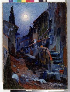 Auriol, alej s měsíčním světlem Obraz Louis Mathieu Verdilhan (1875-1928) Rozm. 81x59 cm Povinná zmínka: Založení sbírky pozdravů z Provence, Marseille