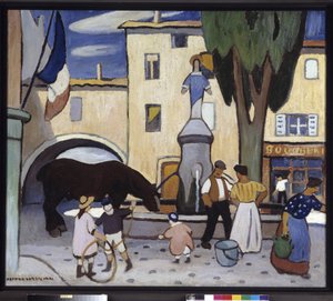 Fontána Trets s černým koněm Malba Louis-Mathieu Verdilhana (1875-1928) 20. století Povinná zmínka: Založení sbírky, Provence, Marseille