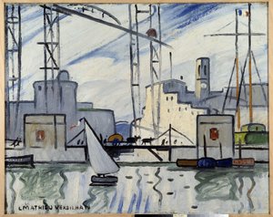 Marseille, trajektový most Obraz Louis Mathieu Verdilhan (1875-1928) ca. 1918-1920 Musee Cantini, Marseille