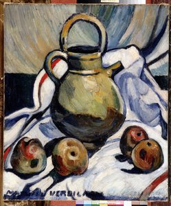 Zátiší se džbánem a jablky Obraz Louis Mathieu Verdilhan (1875-1928) Rozm. 55x46 cm Povinná zmínka: Sbírka zakládání pozdravů z Provence, Marseille