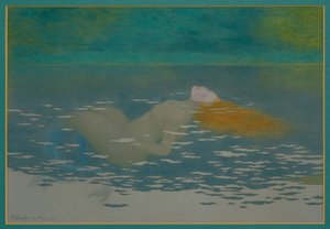 Mořská panna (kvaš na hedvábí)