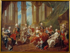 Španělský král Filip V. (1683 - 1746) a jeho rodina. Skica Louis Michel Van Loo (1707-1771) od Louis Michel van Loo