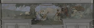 Pierrot et Colombine - Model jídelny Jeana Coquelina, Villa Longchamp, Neuilly, kolem roku 1900 (olej)