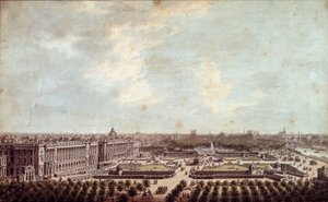Pohled na Place Louis XV (současné Place de la Concorde v Paříži Akvarel od Louise Nicolase de Lespinasse (1734-1808) 1778 Paříž, Musee Carnavalet