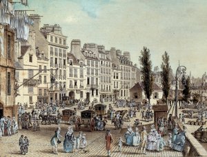 Pohled na přístav Saint Paul v Paříži v roce 1782 Promenády na břehu Seiny. Kresba Louis de Lespinasse (1734-1808) 1782 Paříž, Musee Carnavalet