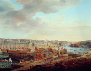 Loděnice: “” Město Brest”” Detail. Obraz Louise Nicolase van Blarenberghe (1716-1794) 1774