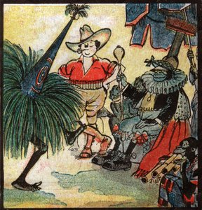 Nestor Fenleroc, evropský osadník navštíví africký kmen. 1923 (rytina) od Louis Peltier