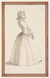 Stojící žena, čelem doprava (tužka, pero, inkoust a akvarel na papíře) od Louis Philippe Boitard
