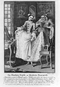The Harlots Nurse or Modern Procuress, pub. 1750 (rytina bw)