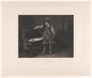 Oliver Cromwell u rakve Karla I., anglického krále Oliver Cromwell. 30. ledna 1649 (název na objektu) od Louis Pierre Henriquel Dupont